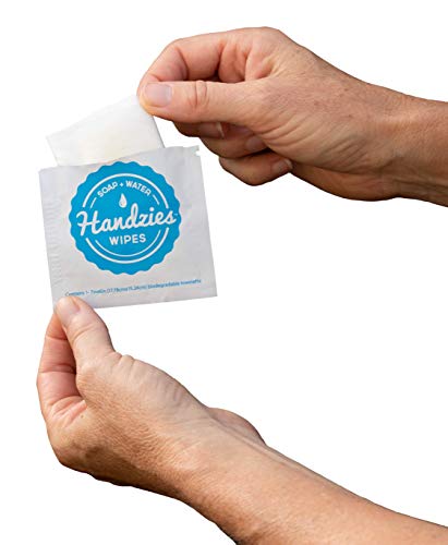 Кърпички за ръце Handzies с натурален сапун и вода, Хипоалергенни, Безплатни и Прозрачни, в индивидуални опаковки за Еднократна употреба (24)