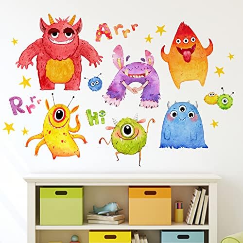Стикери За Стена Yovkky Monsters, Забавен Cartoony Неутрално Декор За Детска Стая За Деца, Украса За Детска