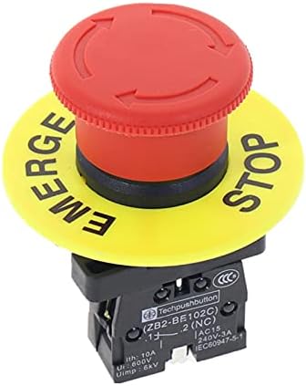 Промишлен бутон превключвател за аварийно спиране NUNOMO Red Mushroom Cap 1NO 1NC DPST AC 660V10A (Цвят: тип